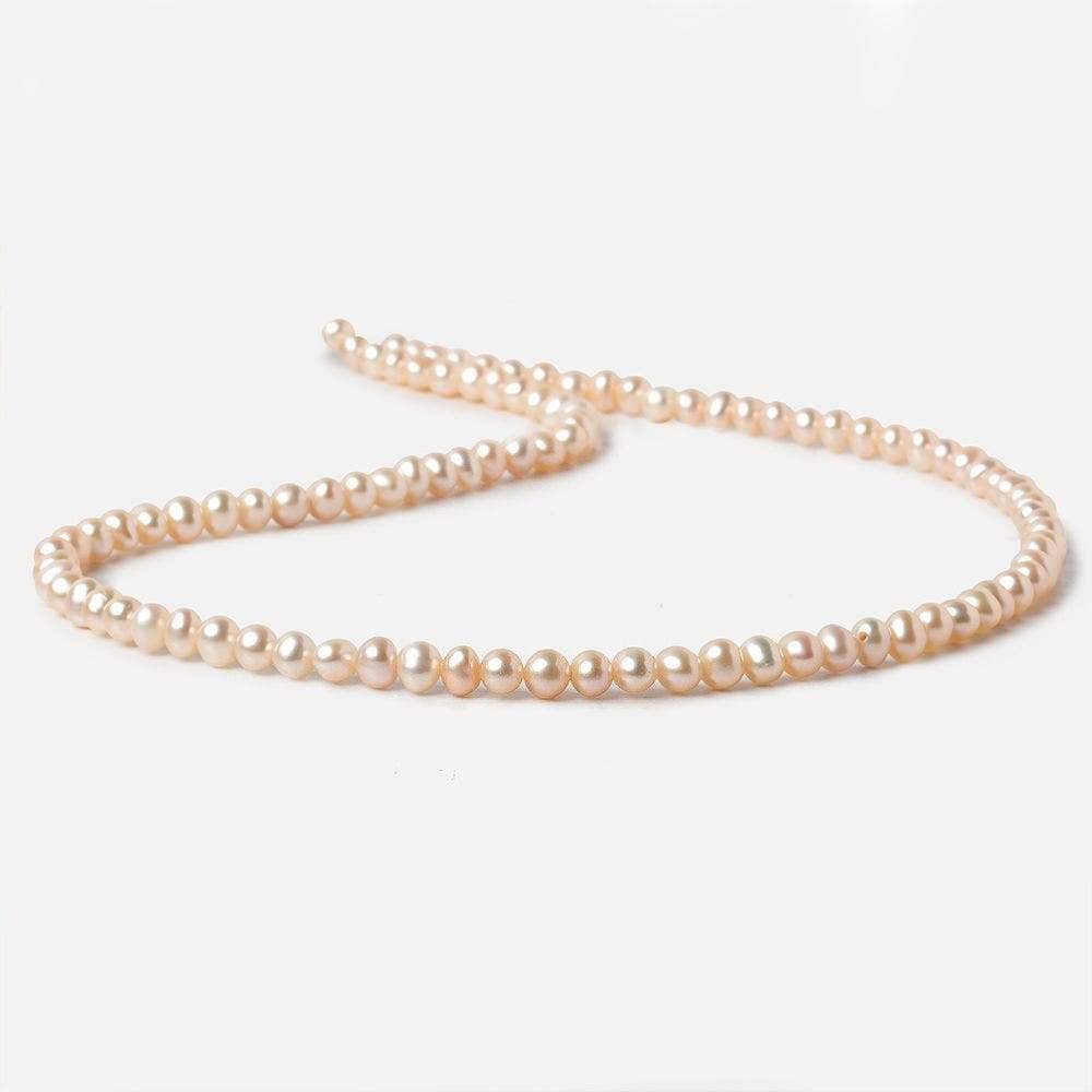 4mm Peach Side Drilled Off Round Freshwater Pearls 15 inch 98 pieces