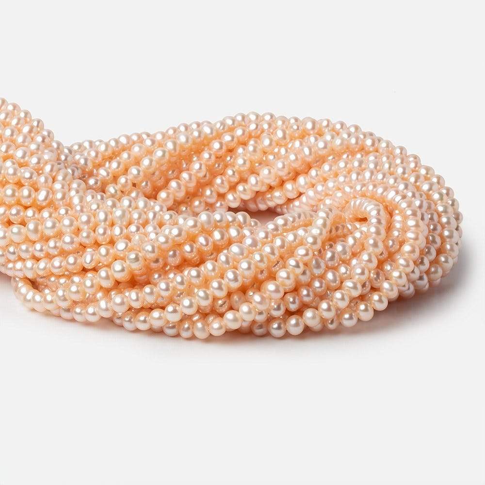 4mm Peach Side Drilled Off Round Freshwater Pearls 15 inch 98 pieces