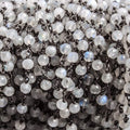 4mm Rainbow Moonstone faceted round Black Gold plated Silver Chain by the foot