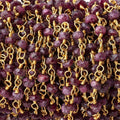 4mm Ruby faceted rondelle Gold Plated Chain by the foot 32 pieces