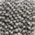 4mm White Moonstone faceted rondelle Black Gold Chain by the foot 34 pieces