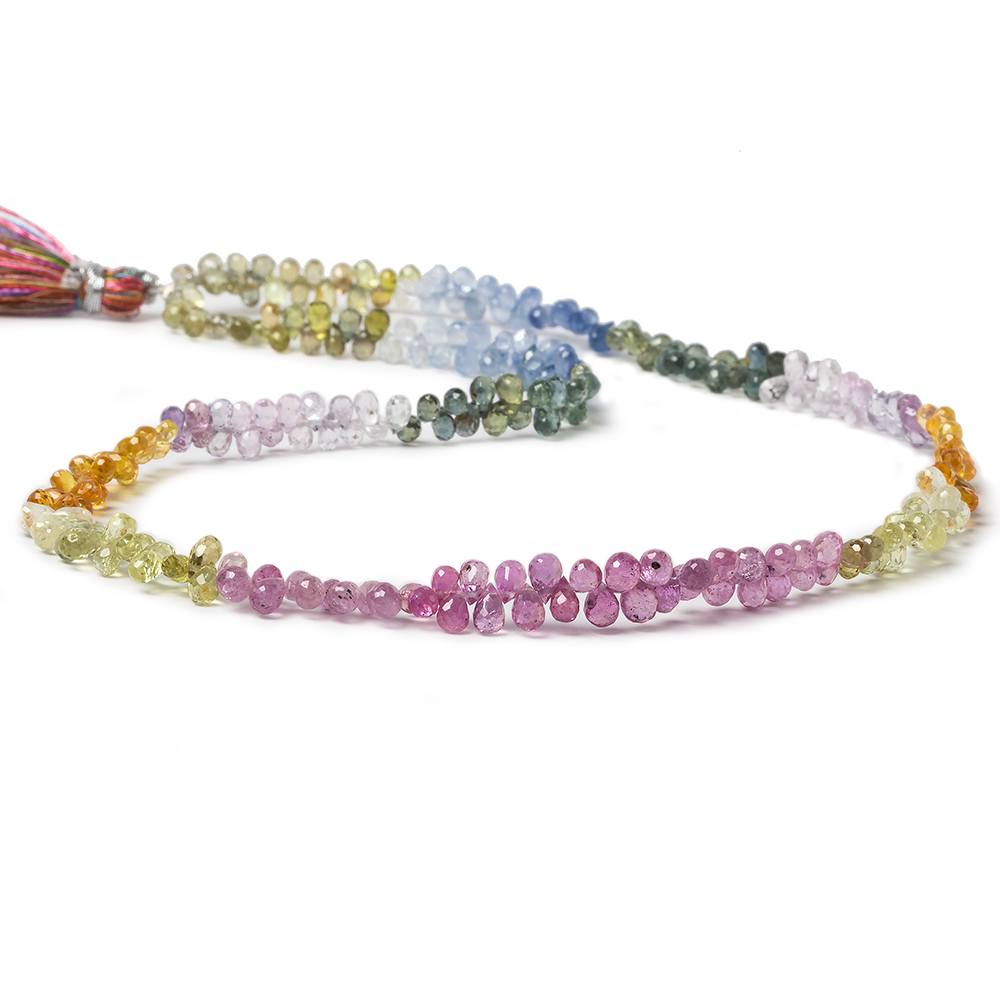 4x2.5-5x3.5mm Fancy Sapphire & Ruby Faceted Tear Drops 16 inch 250 beads AA