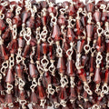 4x3-5x3.5mm Garnet Faceted Tear Drop Beads on .925 Silver Chain