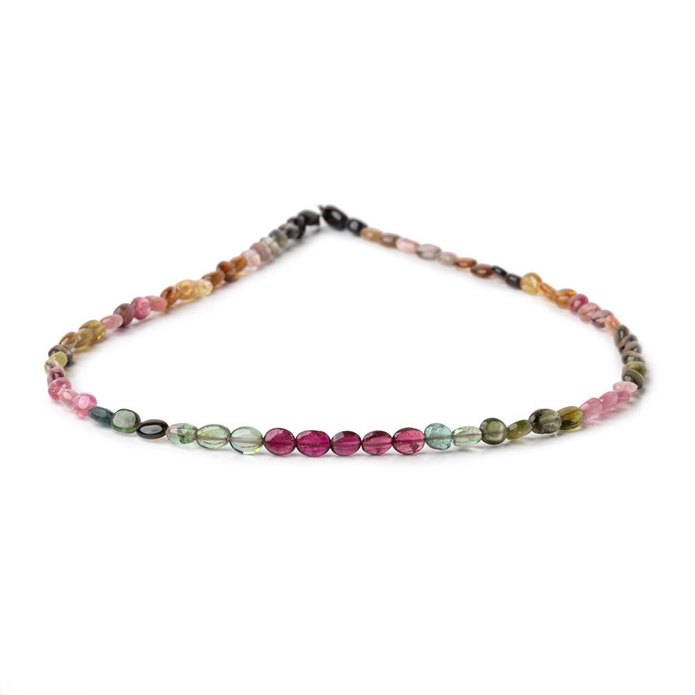 4x3-5x4mm Multi Color Tourmaline Plain Oval Beads 14 inch 72 pieces