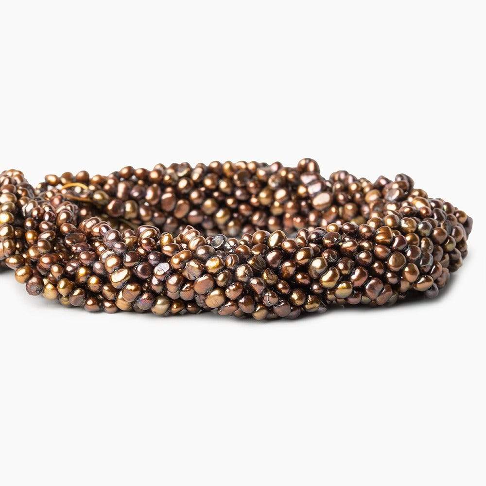 4x3mm Chocolate Baroque Small Pearls 15 inch, 125 pieces