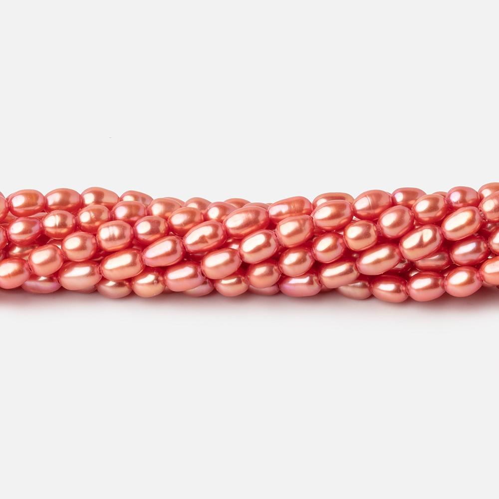 4x3mm Coral Straight Drilled Oval Freshwater Pearl Beads 15 inch 99 pieces