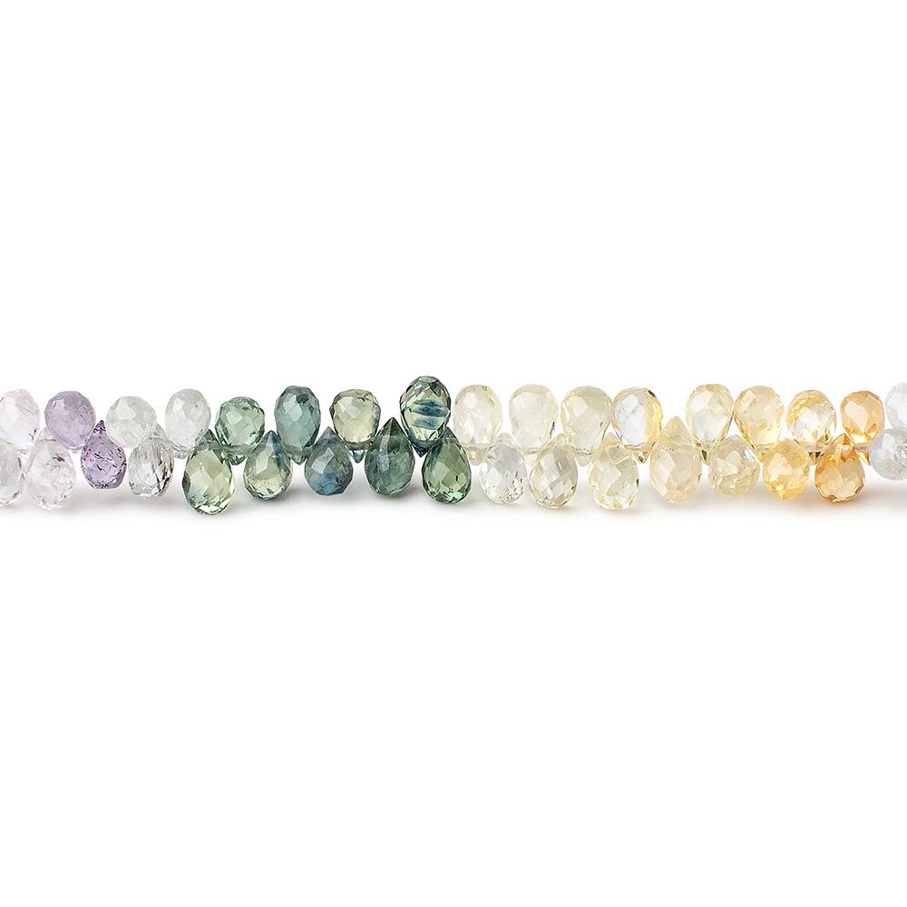 4x3mm Multi Color Ceylon Sapphire Faceted Tear Drop Beads 8.25 inch 120 pieces