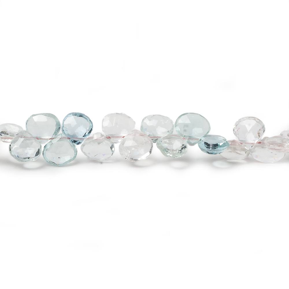 White & Blue Beryl faceted heart beads 16 inch 140 pieces A 5-7mm