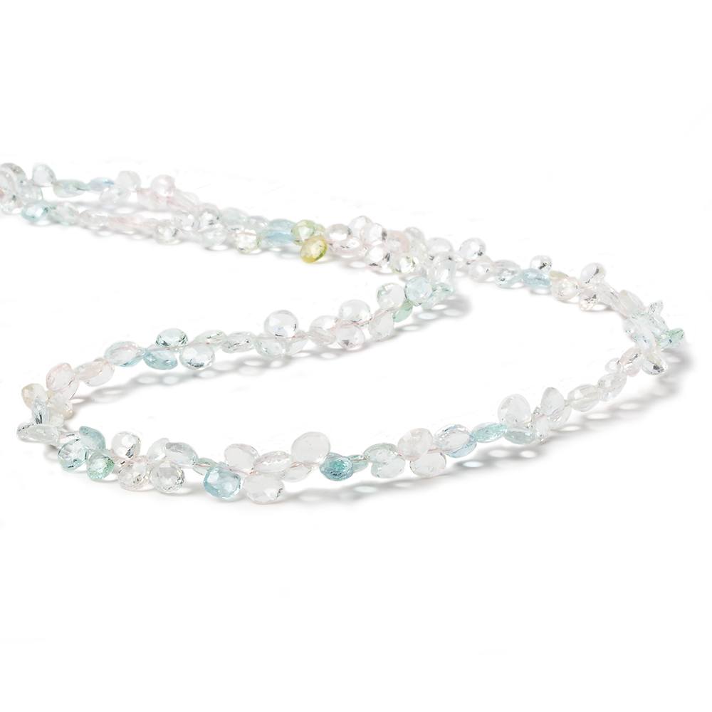 White & Blue Beryl faceted heart beads 16 inch 140 pieces A 5-7mm