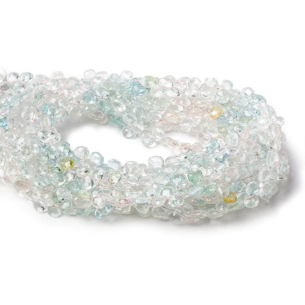 White & Blue Beryl faceted heart beads 16 inch 140 pieces A 5-7mm