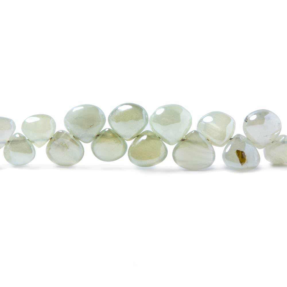 4x4-6x6mm Mystic Prehnite plain heart beads 8 inch 68 pieces