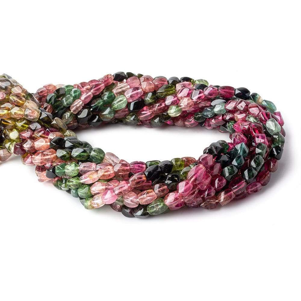 4x4-7x5mm Multi Color Tourmaline faceted Twists 16 inch 65 beads A