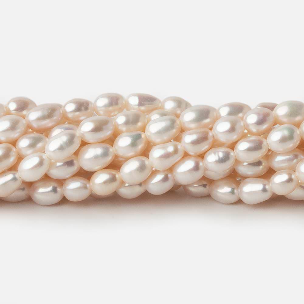 3.5x4.5mm Rose' Cream Straight Drill Oval Freshwater Pearl 15.5 inch 73 pieces A