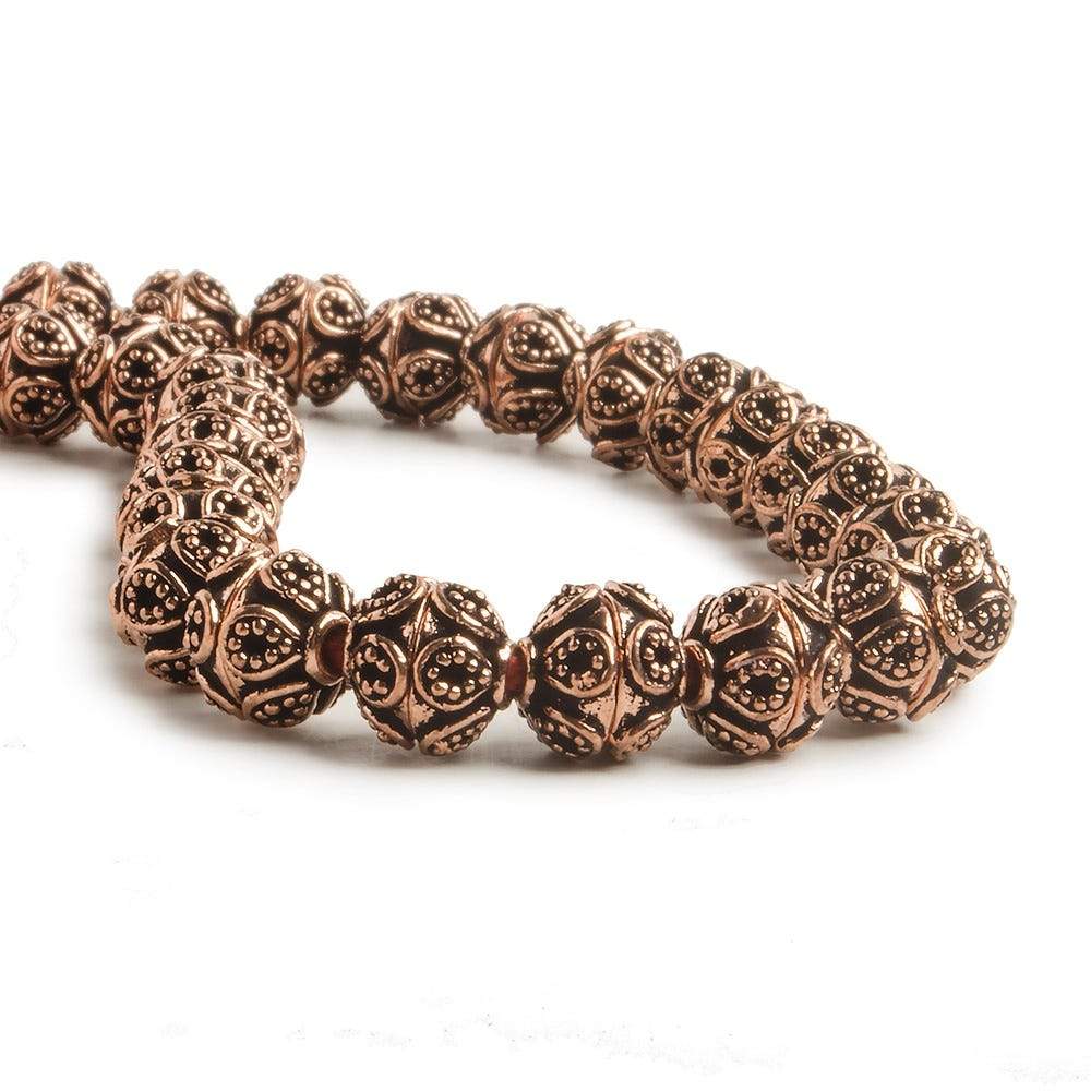 4x7x7mm Antiqued Copper Bead Cap with Bali Miligrain Design 8 inch 54 pcs