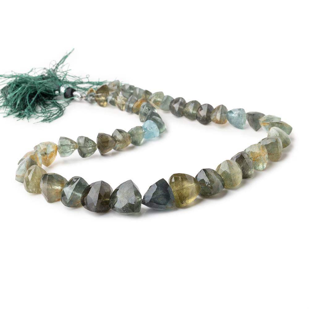 5-12mm Moss Aquamarine Faceted Trillion Beads 14 inch 46 pieces