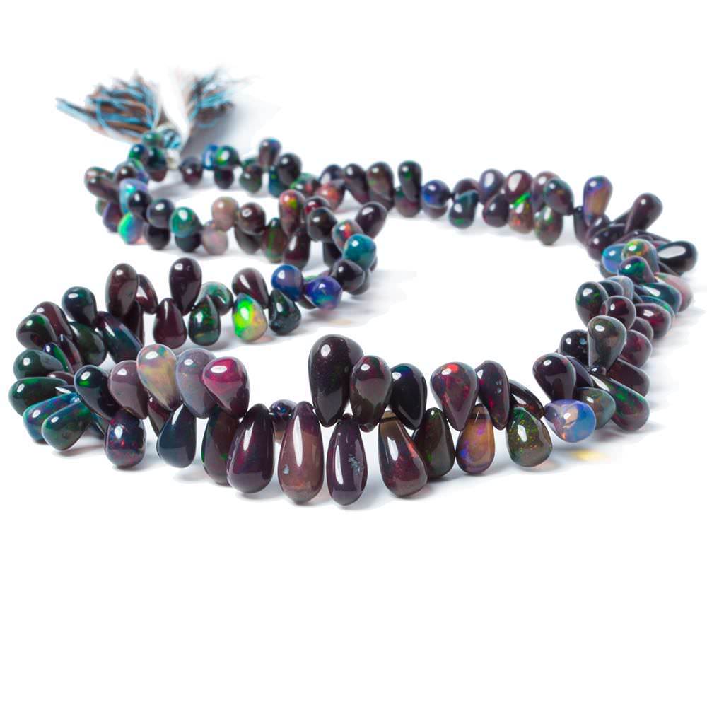 5 - 13mm Black Ethiopian Opal Plain Tear Drop Beads 162 pieces AAA Grade