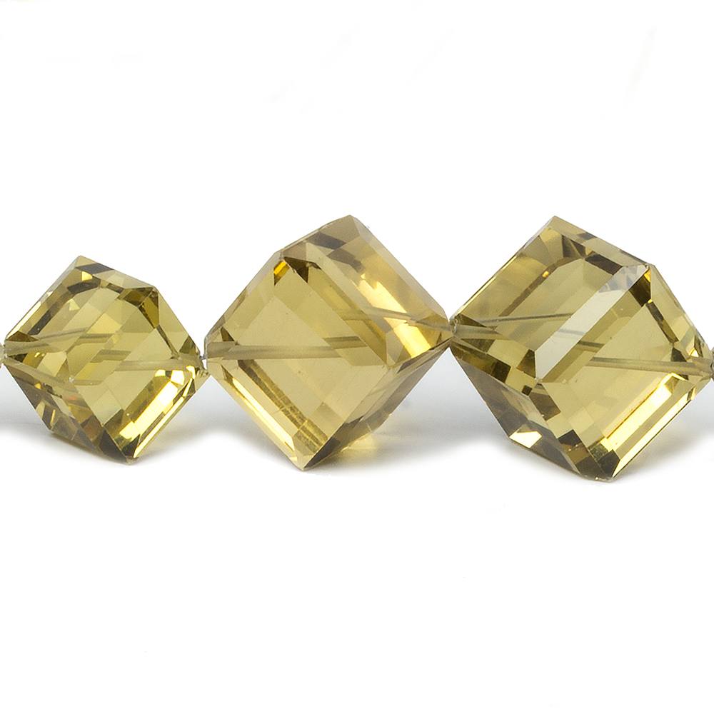 5-14mm Lemon Quartz Beveled Edge Cube beads 19 inch 41 pieces