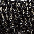 5-5.5mm Black Spinel faceted rondelle Silver Chain by the foot 34 pieces