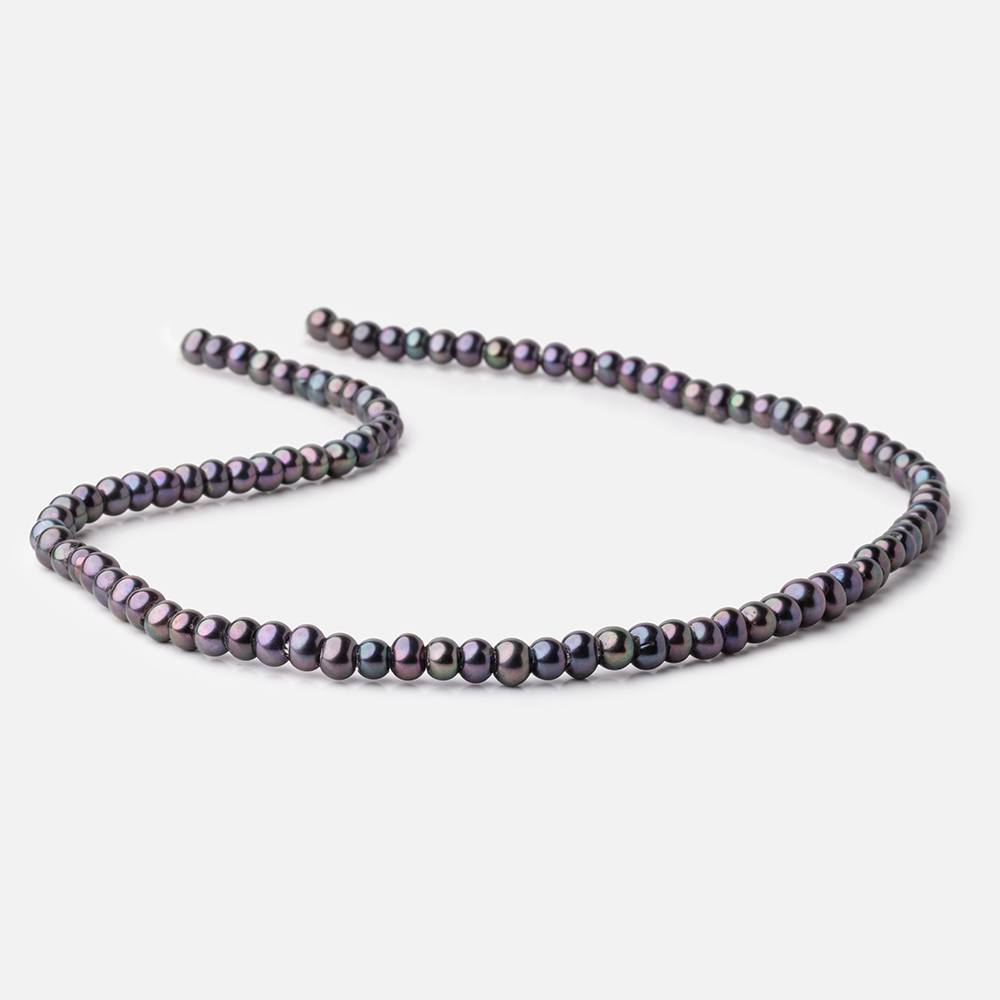 5-6mm Dark Peacock Off Round 2.5mm Large Hole Pearls 15 inch 90 Beads