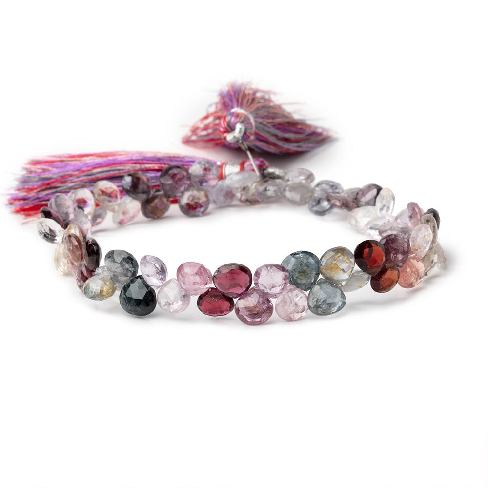5-6mm Multi Color Spinel Faceted Heart Beads 8 inch 64 pieces