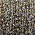 5-6mm Mystic Labradorite faceted rondelle Gold Plated Chain by the foot 30 pcs
