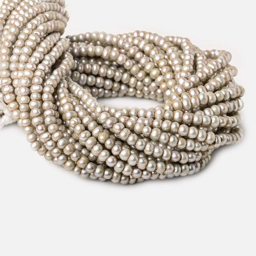 5-6mm Tea Rose Champagne Off Round Large Hole Pearls 15 inch 98 pieces