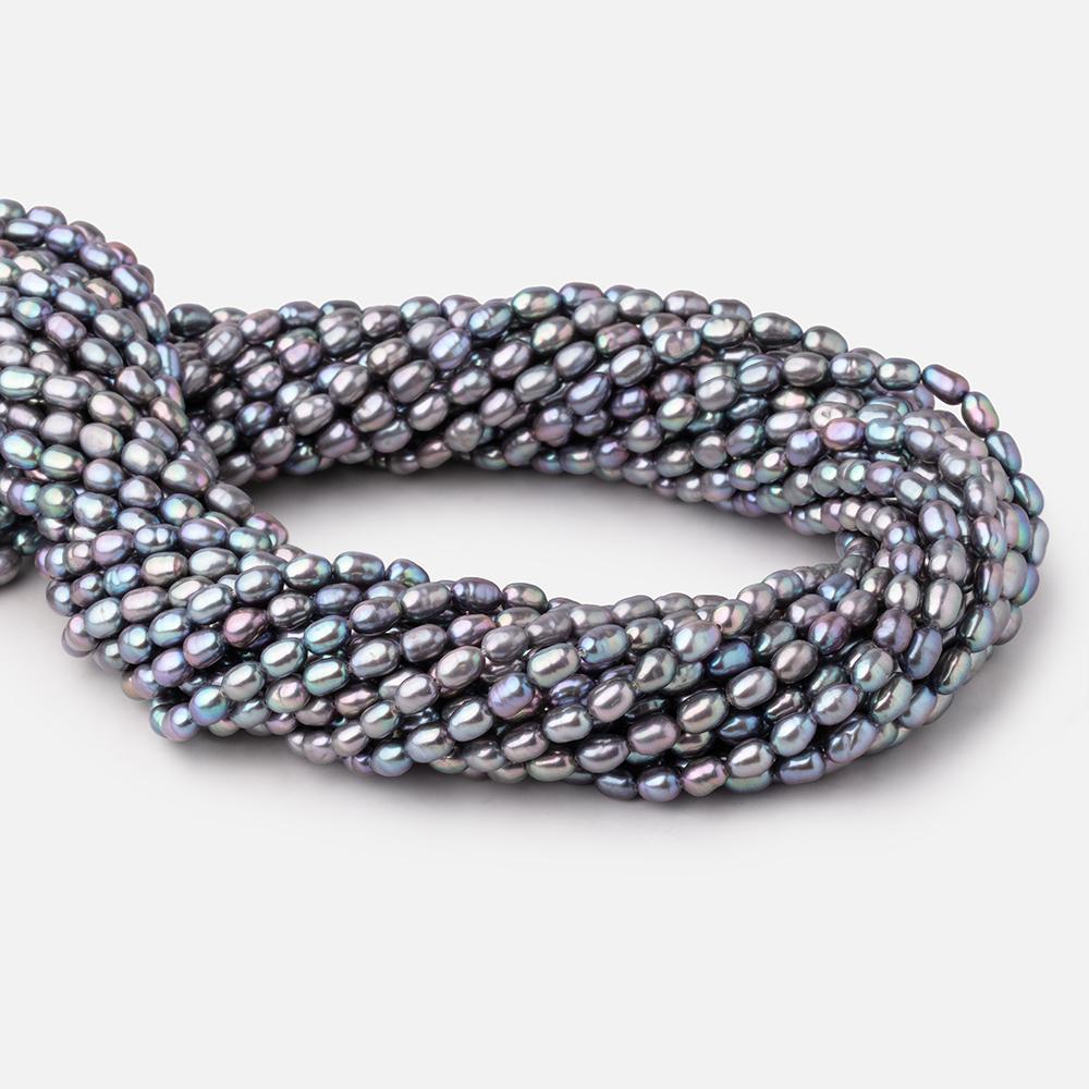 5x7mm Violet Silver Straight Drill Oval Freshwater Pearls 16 inch 72 Beads