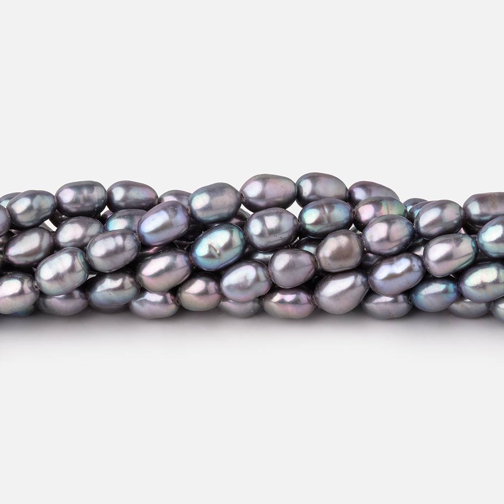 5x7mm Violet Silver Straight Drill Oval Freshwater Pearls 16 inch 72 Beads