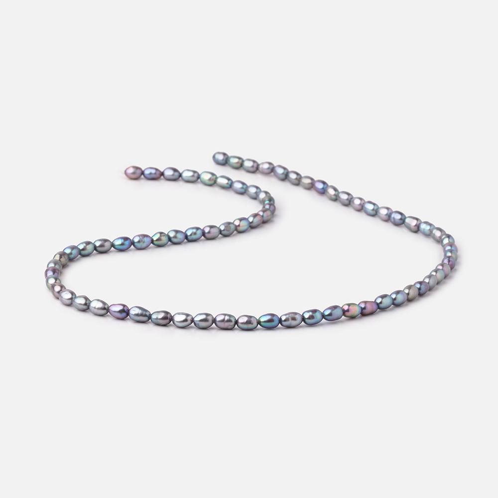 5x7mm Violet Silver Straight Drill Oval Freshwater Pearls 16 inch 72 Beads