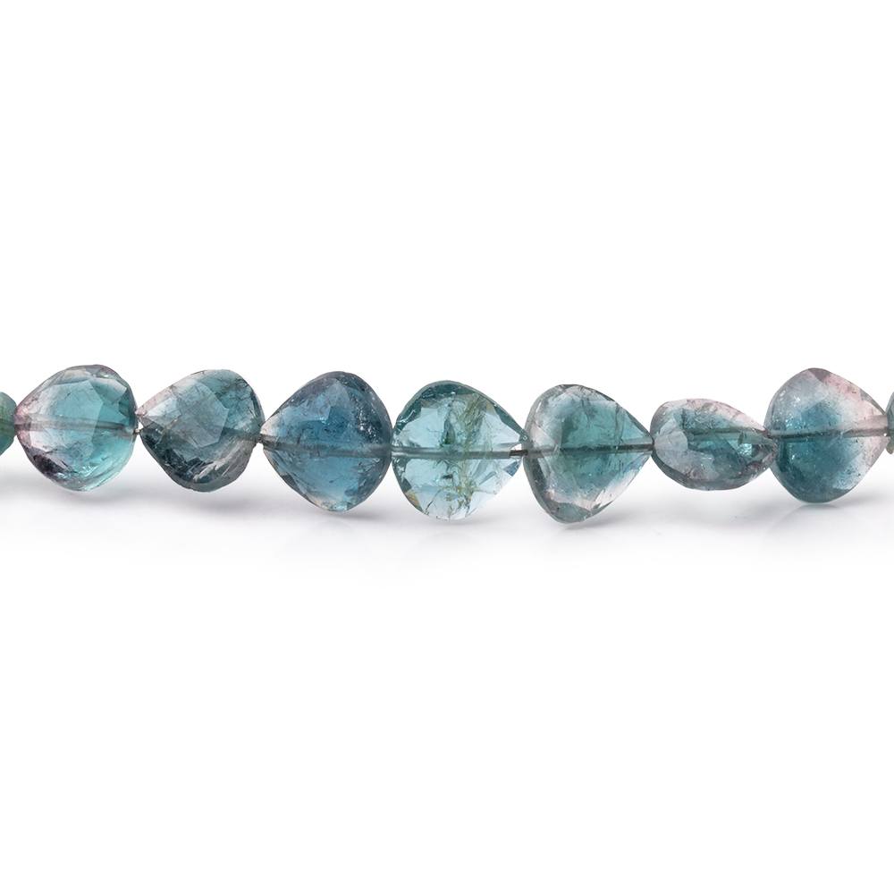 5-7mm Bi-Color Indicolite Tourmaline Straight Drilled Faceted Hearts 16 inch 72 Beads