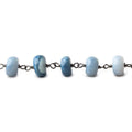 5-7mm Owyhee Blue Opal plain rondelle Black Gold .925 Silver Chain by the foot