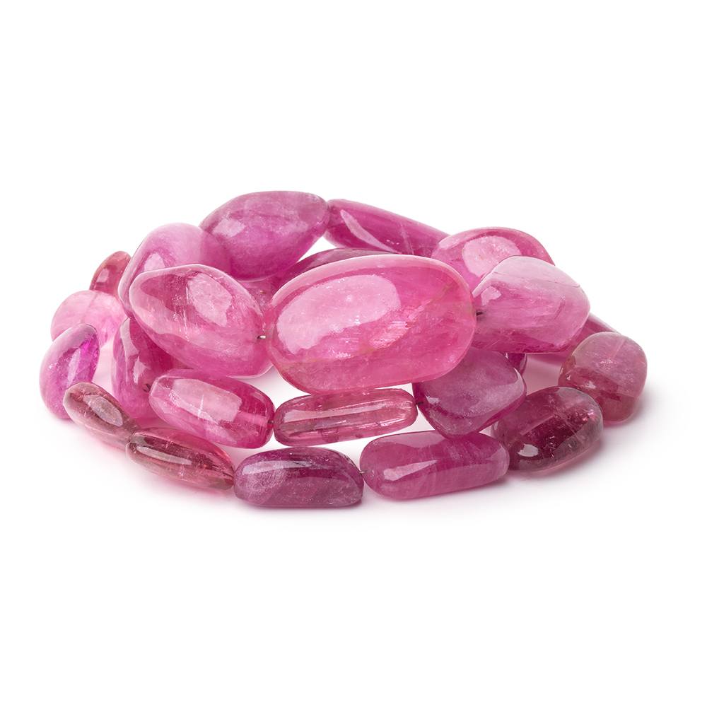 10-28mm Rubellite Tourmaline Plain Nugget Beads 20 inch 28 pieces AA