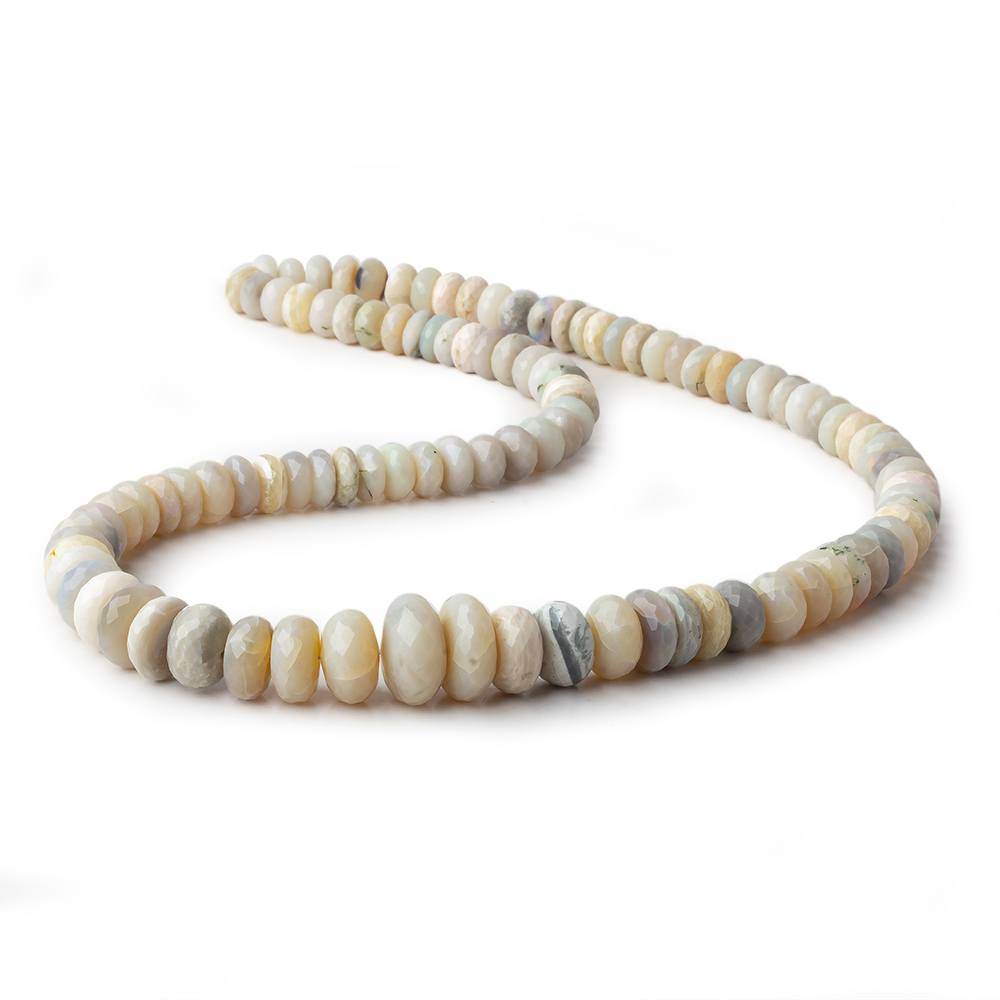 5.5-6.5mm Beige Grey Australian Opal faceted rondelles 18 inch 130 beads