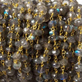 5.5-6mm Labradorite Faceted Rondelles on Vermeil Chain by the foot