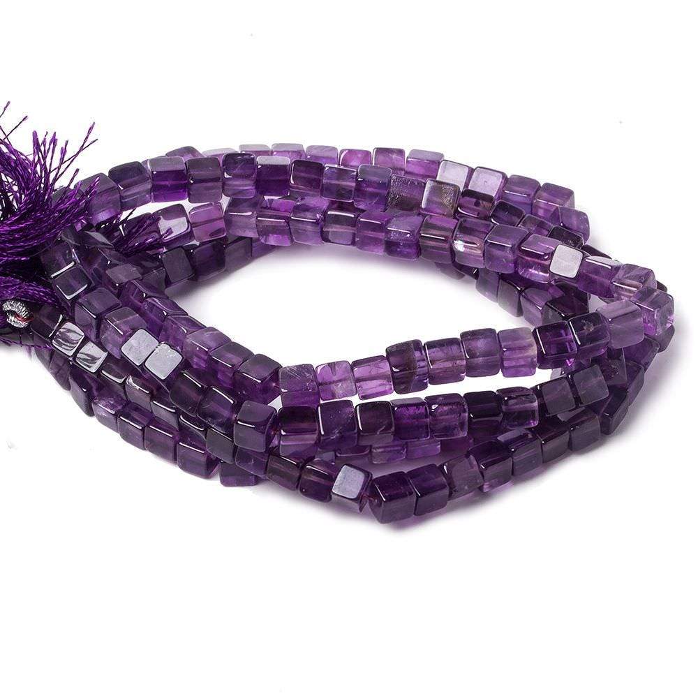 5mm Amethyst Plain Cube Beads 16 inch 83 pieces