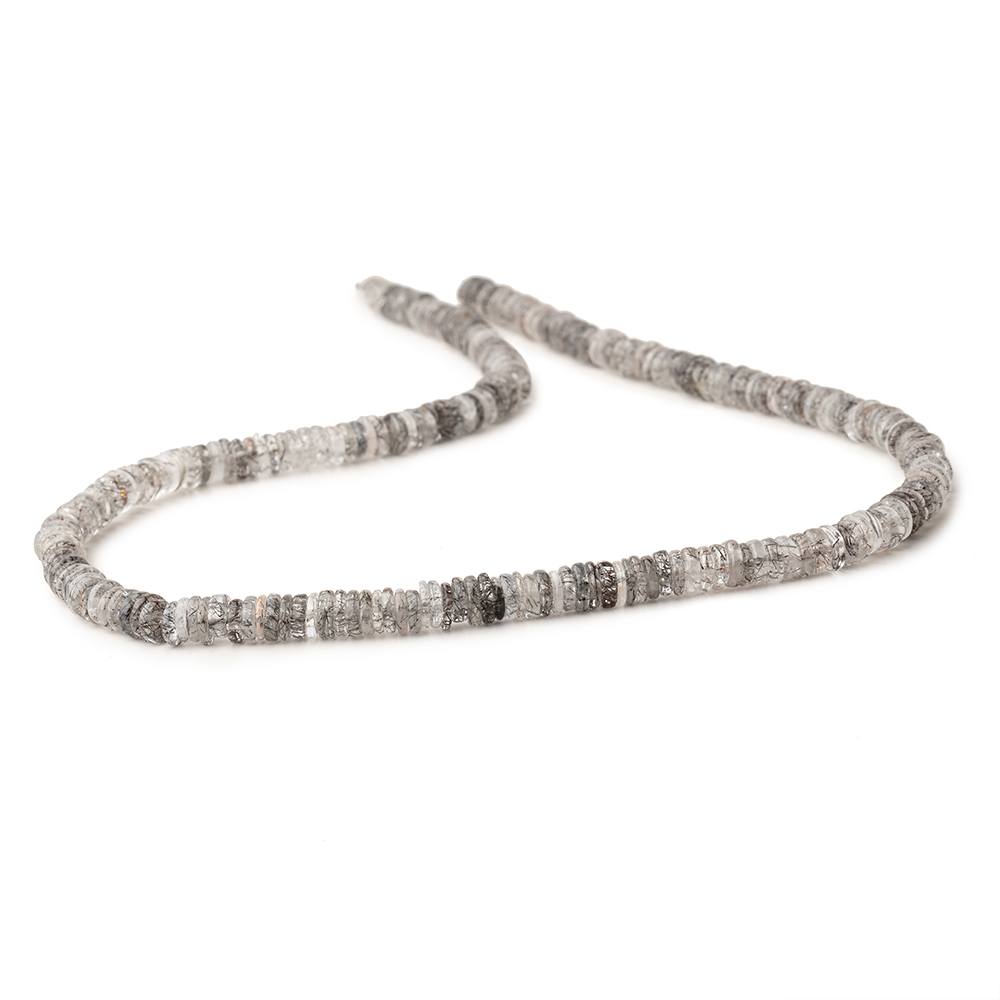 5mm Black Tourmalinated Quartz plain heshi beads 16 inch 270 beads
