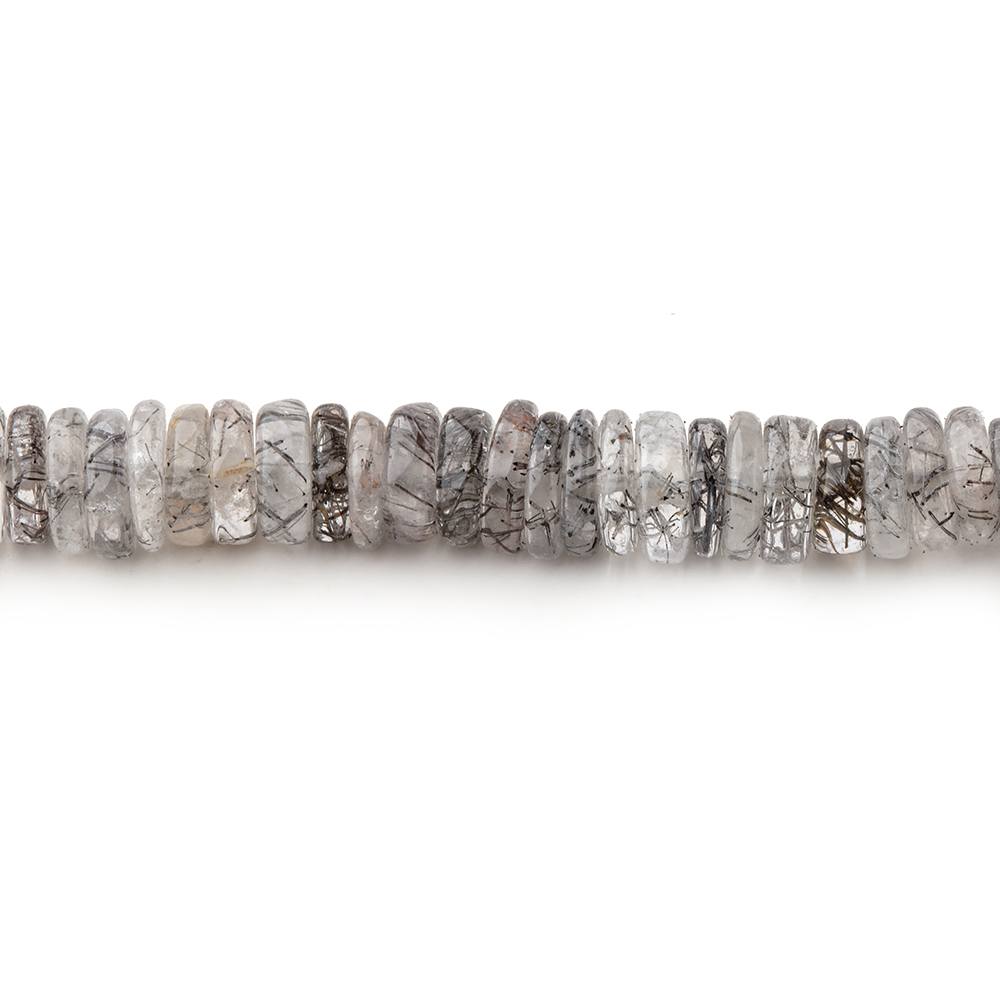 5mm Black Tourmalinated Quartz plain heshi beads 16 inch 270 beads