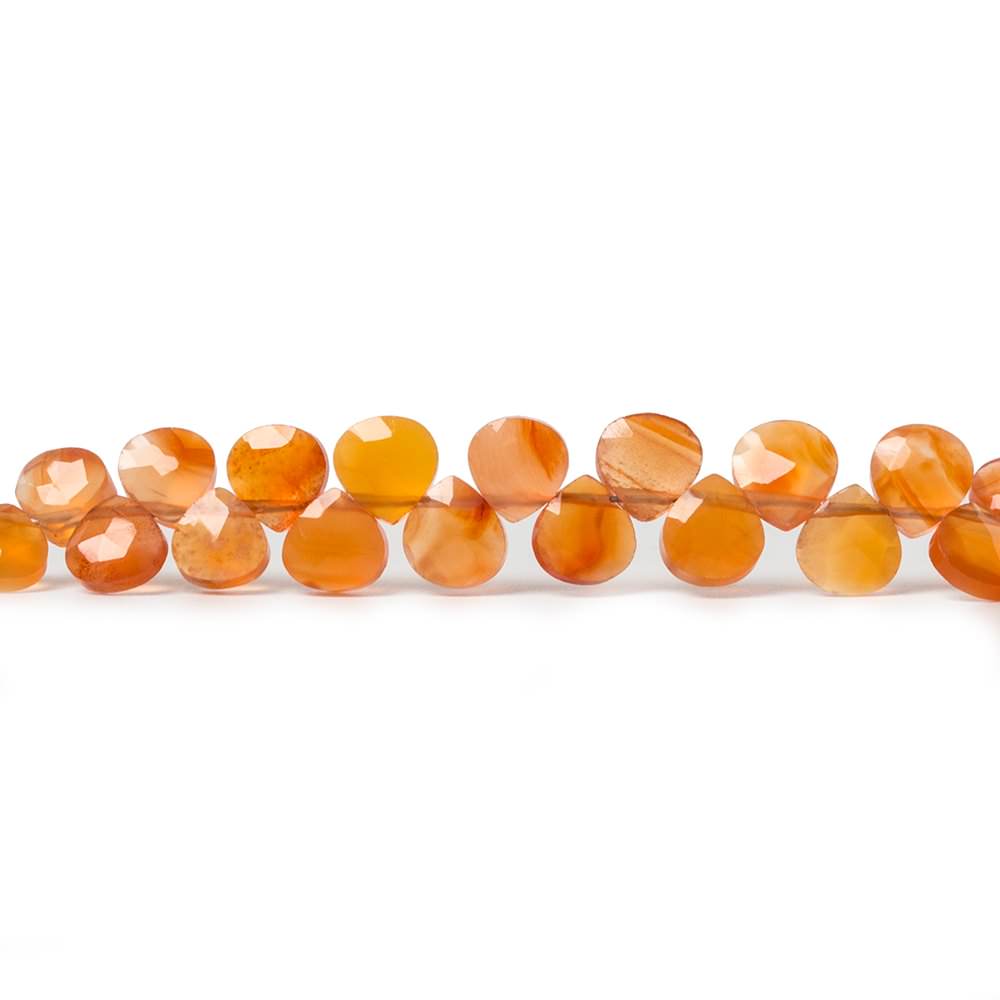 5mm Carnelian faceted heart briolette beads 5 inch 44 pieces