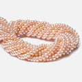 5mm Coral Cream Center Drilled Button Freshwater Pearls 15.5 inch 114 pieces