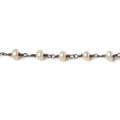5mm Cream Button Freshwater Pearl Black Gold .925 Chain by the foot 32 beads