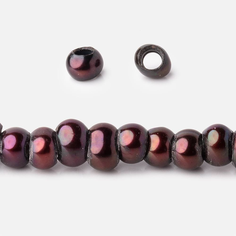 5mm Eggplant 2.5mm Large Hole Off Round Pearls 15 inch 135 Beads