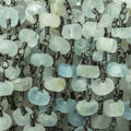 5mm Frosted Beryl plain rondelle Black Gold plated Chain by the foot 31 pieces