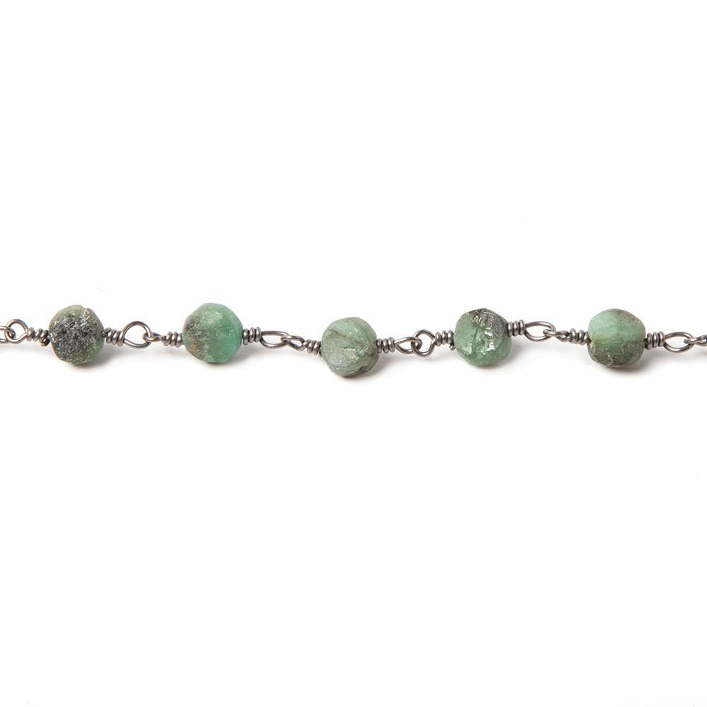 5mm Frosted Emerald plain coin Black Gold Chain by the foot 27 pcs