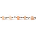 5mm Peach Moonstone faceted rondelle Black Gold plated Chain by the foot