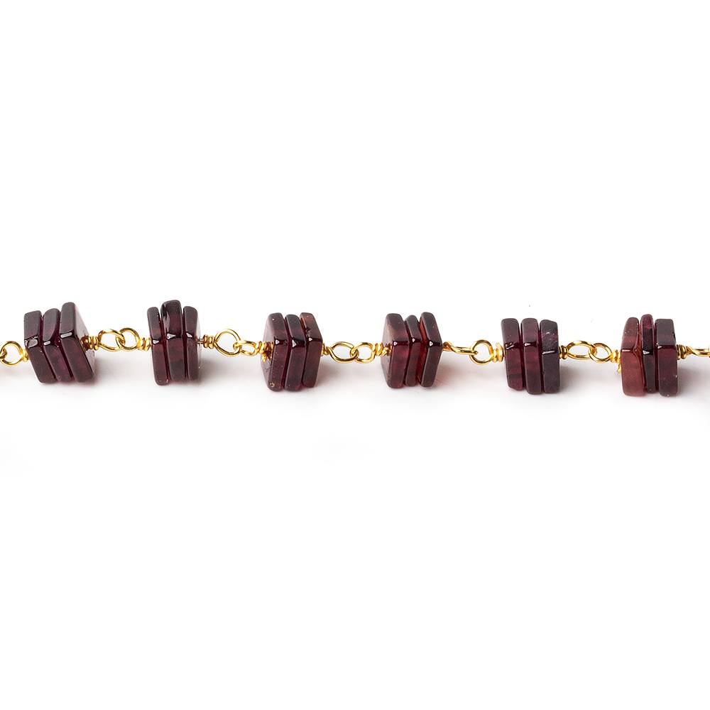 5mm Pyrope Garnet square heishi Vermeil Chain by the foot
