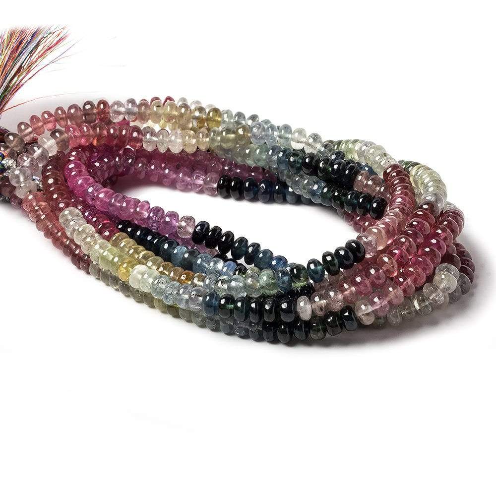 5mm Ruby & Multi Color Sapphire plain rondelles 18 inch 145 beads AA Grade