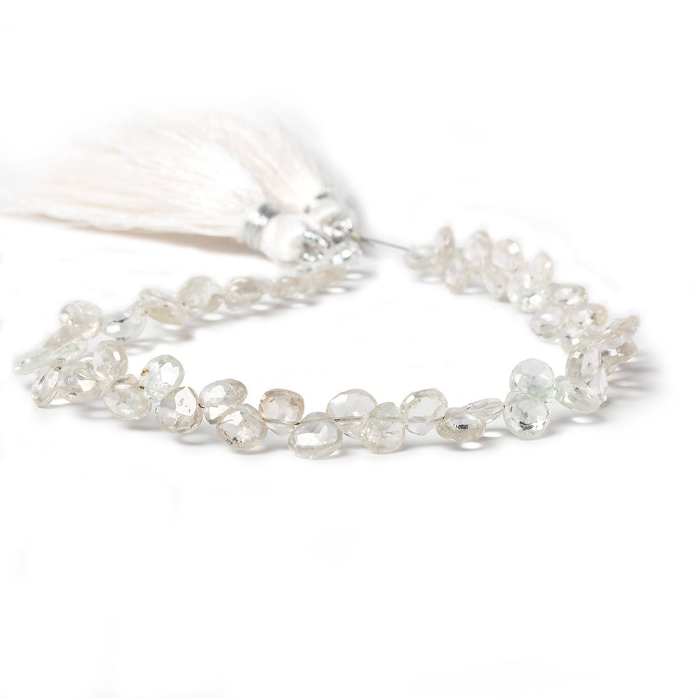 5mm White Zircon Faceted Heart Beads 8.5 inch 60 pieces