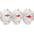 5x13x13mm Sterling Silver Plated Copper Flower Cut Bead Cap 8 inch 44 beads