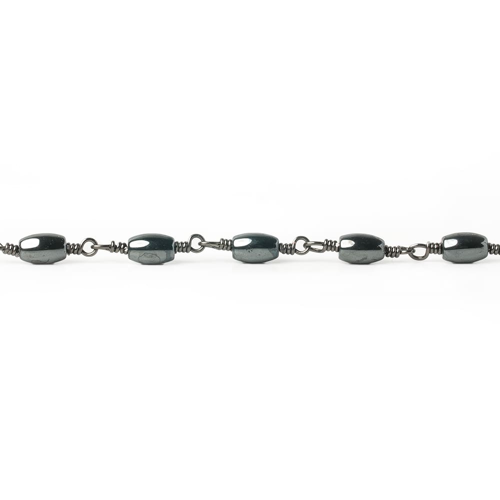 5x3mm Hematite Plain Rice Black Gold Chain by the foot 27 pieces