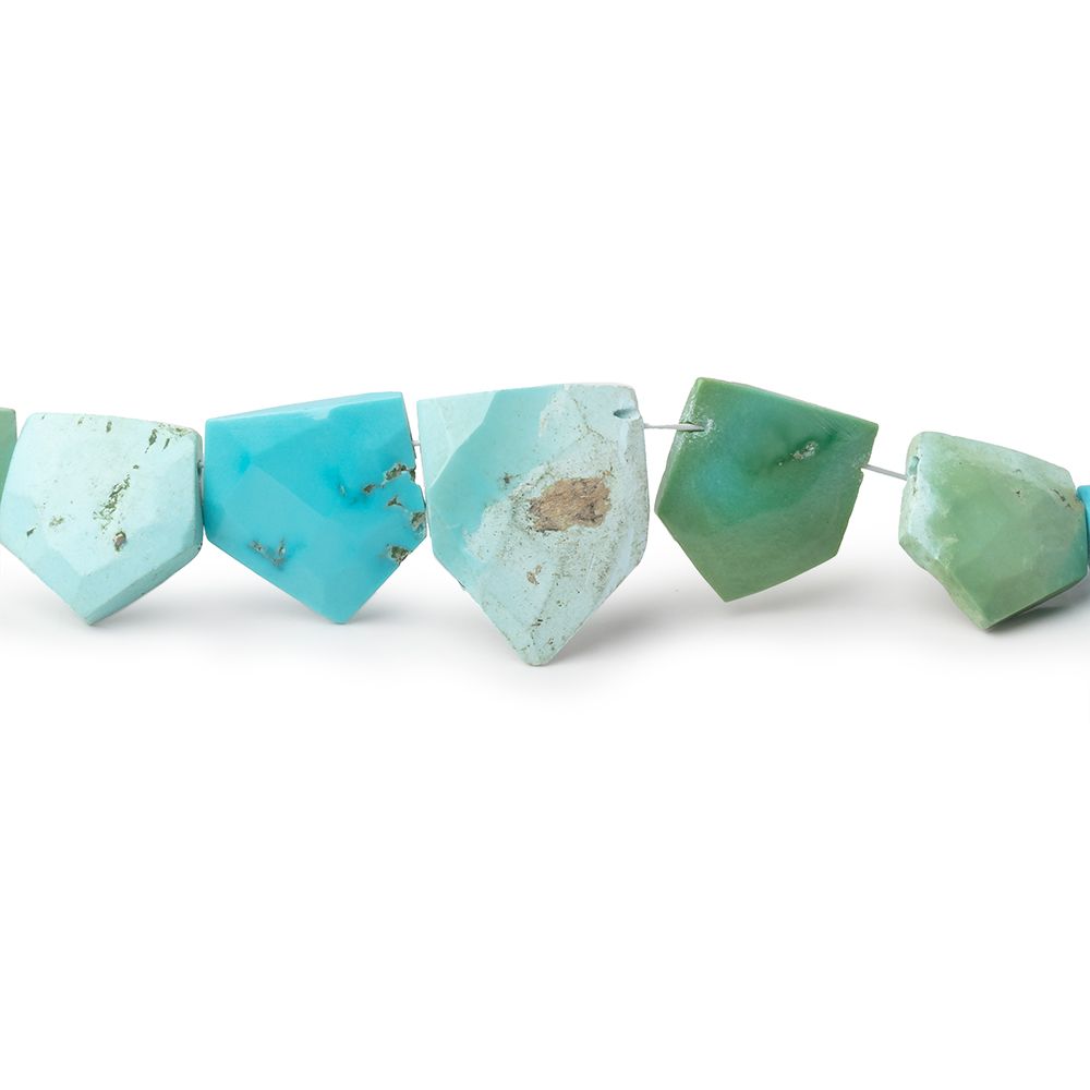 5x4-14x12mm Sleeping Beauty Turquoise Faceted Shield Beads 16 inch 66 pieces